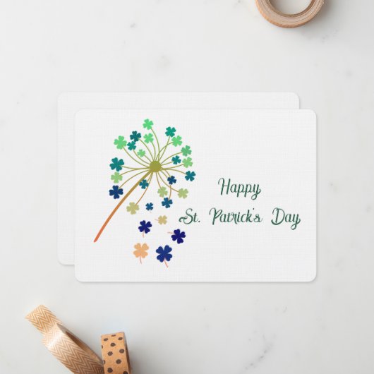 Carte De Correspondance Joyeux trèfles de la Saint-Patrick (Devant/Arrière en situation)