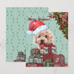 Carte De Correspondance Joyeux Woofmas ! Chapeau de Santa pour Poodle Abri