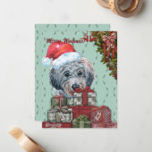 Carte De Correspondance Joyeux Woofmas ! Funny Poodle Noël de Noël (Devant/Arrière en situation)