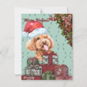 Carte De Correspondance Joyeux Woofmas ! Funny Poodle Noël de Noël (Devant)