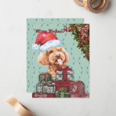 Carte De Correspondance Joyeux Woofmas ! Funny Poodle Noël de Noël (Devant/Arrière en situation)