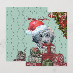 Carte De Correspondance Joyeux Woofmas ! Poodle Santa Hat cadeau de Noël