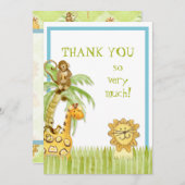 Carte De Correspondance Jungle Babies, Garçon Merci Notes (Devant / Derrière)