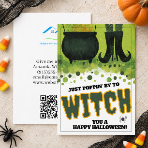 Carte De Correspondance Juste en passant Sorcière Halloween Entreprise