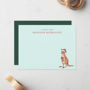 Carte De Correspondance Kangourou festif personnalisé avec chapeau de Noël
