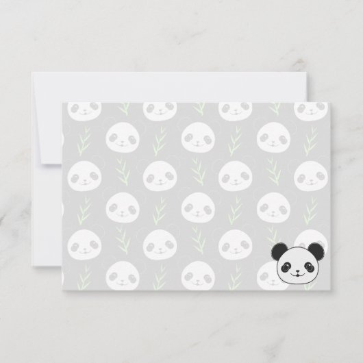 Carte De Correspondance Kawaii Panda Pattern Bamboo In Black White Green (Devant)