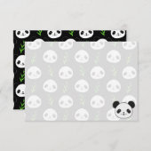 Carte De Correspondance Kawaii Panda Pattern Bamboo In Black White Green (Devant / Derrière)
