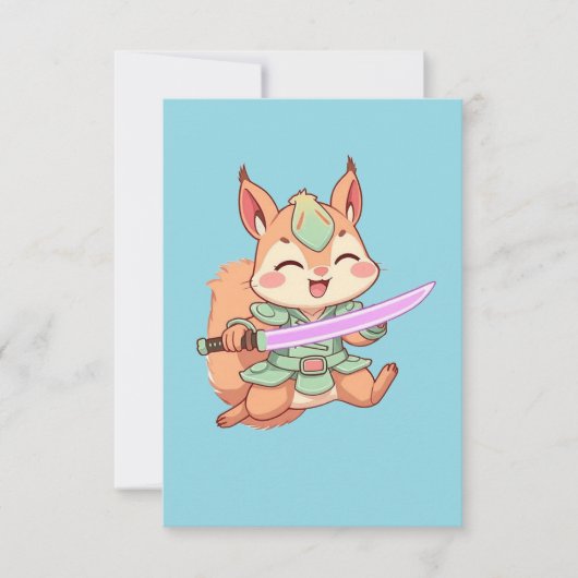 Carte De Correspondance Kawaii Squirrel Samurai. (Devant)