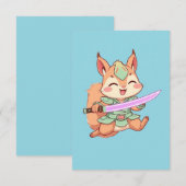 Carte De Correspondance Kawaii Squirrel Samurai. (Devant / Derrière)