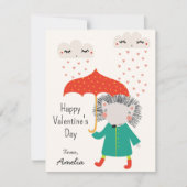 Carte De Correspondance Kids Classroom Cute Hedgehog Valentine's Day (Devant)