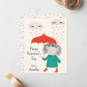 Carte De Correspondance Kids Classroom Cute Hedgehog Valentine's Day (Devant/Arrière en situation)