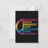 Carte De Correspondance Kindness Peace Equality Love Inclusion Hope Divers (Devant)