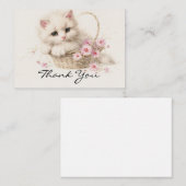 Carte De Correspondance Kitty Panier Fleurissant Merci (Devant / Derrière)