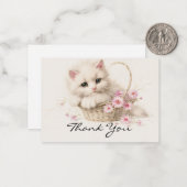 Carte De Correspondance Kitty Panier Fleurissant Merci (Devant/Arrière en situation)