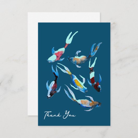 Carte De Correspondance Koi Fish aquarelle (Devant / Derrière)