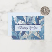 Carte De Correspondance La feuille d'aquarelle bleue qui pense à vous (Devant/Arrière en situation)