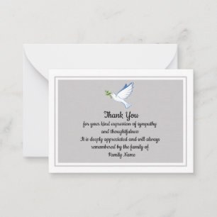 Carte De Correspondance La Paix de la colombe après les funérailles Merci