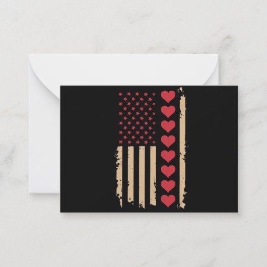 Carte De Correspondance La Saint-Valentin Cœurs Drapeau américain (Devant)