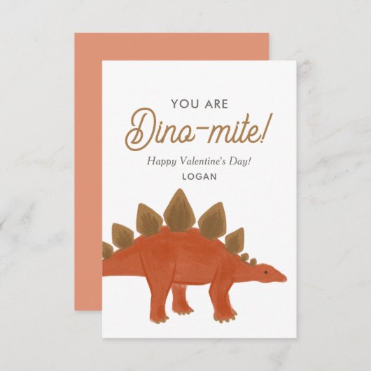 Carte De Correspondance La Saint-Valentin des dinosaures pour les enfants (Devant / Derrière)