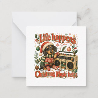 Carte De Correspondance La vie de teckel arrive Noël la musique aide