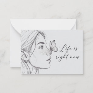 Carte De Correspondance La vie est maintenant Fine Line Art Print avec des