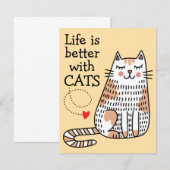 Carte De Correspondance La Vie Est Meilleure Avec Les Chats Doodle (Devant / Derrière)