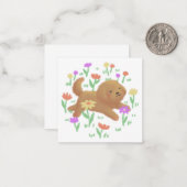 Carte De Correspondance Labradoodle avec fleurs Illustration (Devant/Arrière en situation)
