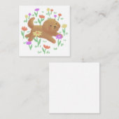 Carte De Correspondance Labradoodle avec fleurs Illustration (Devant / Derrière)
