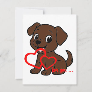 Carte De Correspondance Labrador Retriever Chocolat Saint-Valentin Dessin 