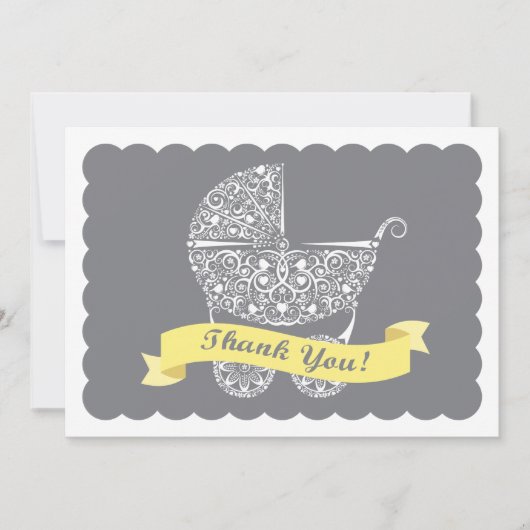 Carte De Correspondance Lacy Baby Carriage Merci Note Jaune (Devant)