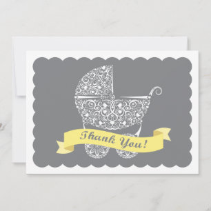 Carte De Correspondance Lacy Baby Carriage Merci Note Jaune