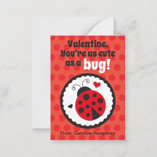 Carte De Correspondance Ladybug Classroom Valentine Cards pour enfants (Devant)