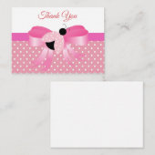 Carte De Correspondance Ladybug Rose Sur Le Merci De Ruban Rose (Devant / Derrière)