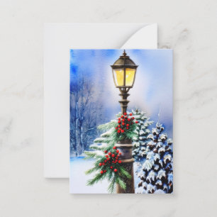 Carte De Correspondance Lampe de Noël miniature budgétaire enneigée