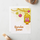 Carte De Correspondance Lanterne Ramadan Kareem Musulman (Devant/Arrière en situation)
