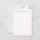 Carte De Correspondance Lapin à la chinoise rose et vert avec noeud (Dos)