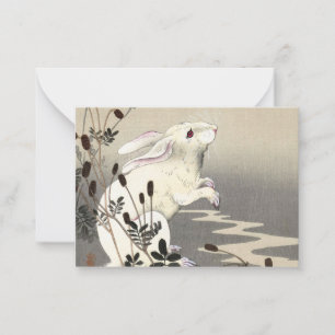 Carte De Correspondance Lapin à la Pleine lune, 1930 par Ohara Koson