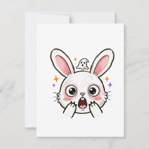 Carte De Correspondance Lapin choqué Halloween Ghost Face