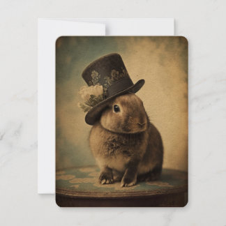 Carte De Correspondance Lapin de Pâques dans le chapeau supérieur, dessin