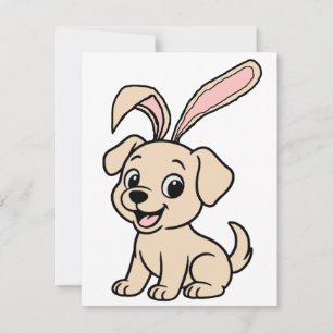 Carte De Correspondance Lapin de Pâques Dessin Animé Labrador Jaune