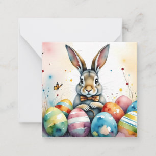 Carte De Correspondance Lapin de Pâques mignon avec des œufs peints coloré