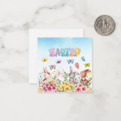 Carte De Correspondance Lapin Drôle Joyeuse Fête de Pâques (Devant/Arrière en situation)