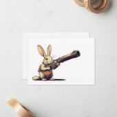 Carte De Correspondance lapin tenant un gros fusil (Devant/Arrière en situation)