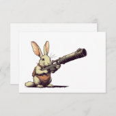 Carte De Correspondance lapin tenant un gros fusil (Devant / Derrière)