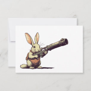 Carte De Correspondance lapin tenant un gros fusil