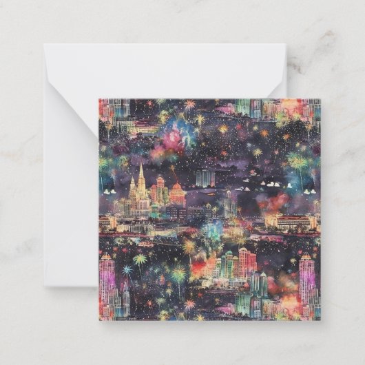 Carte De Correspondance Las Vegas Noël & Nouvel An en aquarelles (Devant)