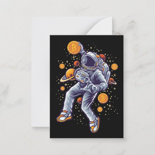 Carte De Correspondance L'astronaute Bitcoin à la lune - Crypto Bitcoin (Devant)