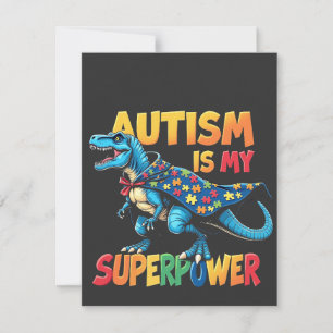 Carte De Correspondance L'autisme est mon superpouvoir Dinosaure Sensibili