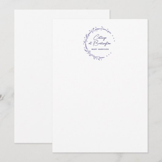 Carte De Correspondance Lavande fleurie Coeurs couronne (Devant / Derrière)