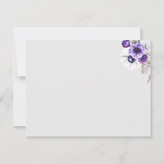 Carte De Correspondance Lavande violette Aquarelle blanche Fleurs verdure (Dos)